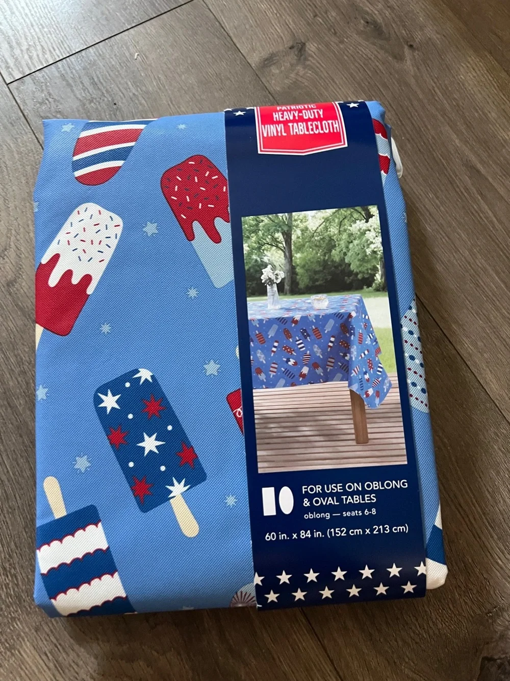 Patriotic Heavy Duty Popsicle Tablecloth 60 in. X 84 in. New